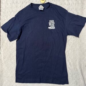 NWT- OLD GUYS RULE Graphic Woody Beach Cruiser Navy Blue T-Shirt